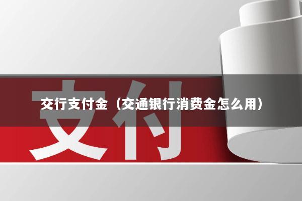 交行支付金(交通银行消费金怎么用)